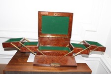 Vintage Wood Varnish Folding Worker Servant Sewing Box