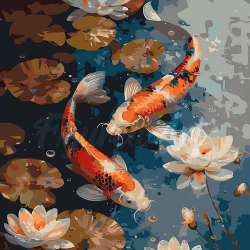 Peinture par numéro carpes - peinture,