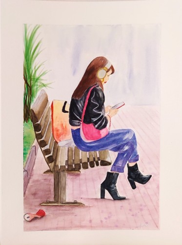 Aquarelle originale jeune - ,