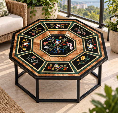 Mosaïque florale oiseau paon