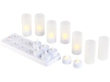 12 bougies chauffe-plat LED avec photophores et station de chargement - Lunartec