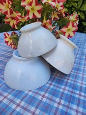 Lot of 3 Antique Thick White Faience Pedestrian Bowls 