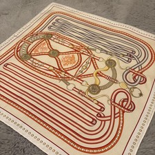 Hermès Gavroche Mini Silk Scarf 45cm White Cream OrangeUsed Boxed