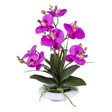 Orchidée Dans Un Pot En Céramique, 41 Cm, Plante Artificielle Violette