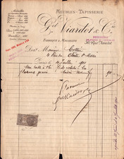 PARIS (II°) FURNITURE & TAPESTRY "G. VIARDOT" invoice in 1901