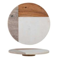 Bloomingville Plateau Tournant Olly Marbre Bois 30 CM Plateau Sur Pied Rotatif