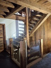 Escalier quart tournant - Bois massif et Métal - Etat neuf 