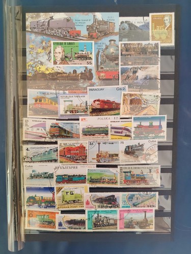 Timbres trains 1 bloc - &,