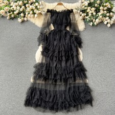 Robe Tulle Maille Volant Femme