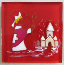 Carreau de verre 9,7 cm² Saint-Patron Église Peinture sur carreau verre mural