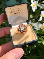 Antique 18k gold diamond ring engagement wedding ring vintage solitaire flower