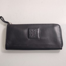 Longchamp Happy 3/4 Zip Black Wallet Spellout