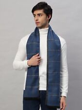Hommes Hiver Chaud Cachemire Écharpe Foulard Uni Laine Carreaux Bleu Couleur