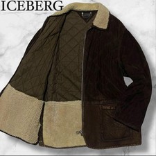 ICEBERG Mouton Leather Jacket Dark Brown L  Authentic