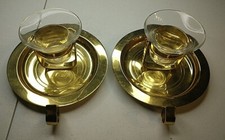 Partylite 2 Brass Ships Bell Wall Sconces Tabletop Candle Holder Finger W Glass