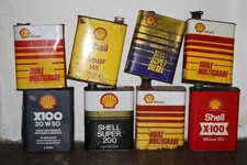 8 Anciens Bidons Huile SHELL  Vides deco garage