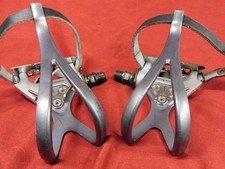 1 Pair 1988 Shimano 105 PD-1051 Pedals with LL Nylon Toe Clips NOS Straps
