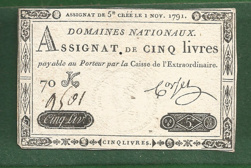 Assignat livres 1er nov - 1er, 1791