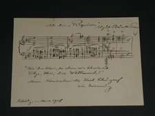 August Brunetti-Pisano - Double portée musicale autographe signée - 1918