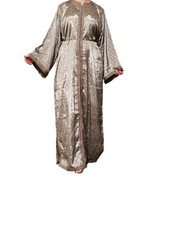 Caftan MAROCAIN Vêtements Robe de soirée estivale orientale couleur marron dorée