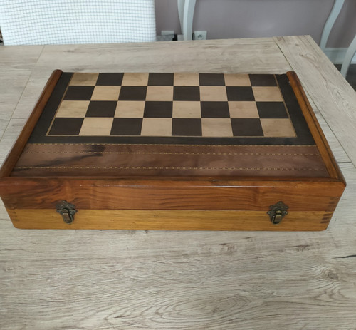 Coffret jeux ancien bois - coffret,