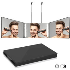 Miroir Coiffure 360° LED 3 Faces Pliable Portable Réglable Rasage Maquillage