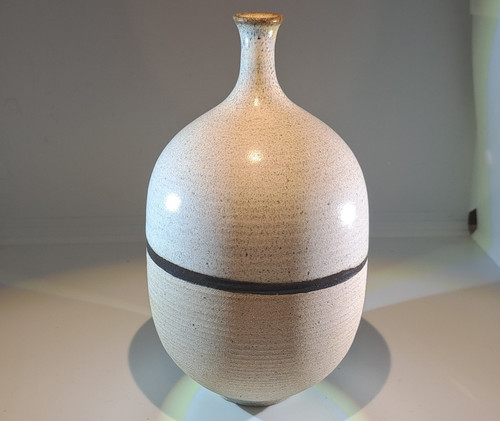 Vase grès emaillé signé - vase,
