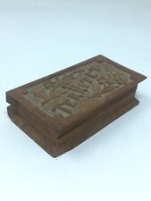 Folk Art Stamp Box Wood Carved Antique Book Box Stamp 