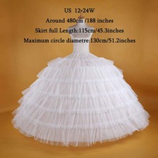 White Petticoat for Wedding Dress 6 Hoop 6 Layers Tulle Ball Gown Prom Crinoline