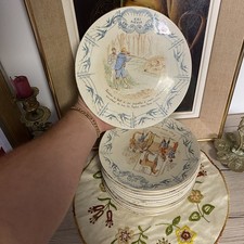 Lot de 12 Assiettes Parlantes Anciennes Le XXe Siècle Keller et Guérin Lunéville