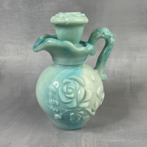 Flacon bouteille opaline bleue