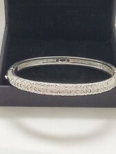 Silver Tone Pave Set Diamante Hinged Bracelet