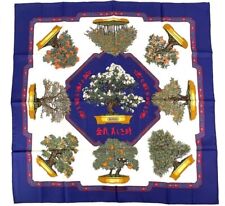 HERMES Carre 90 BONSAI Scalf echarpe wrap silk Navy White Multicolor