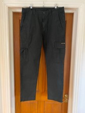 Superdry Core Cargo Trousers Washed Black W32 L32 Cotton Pants Utility Combat