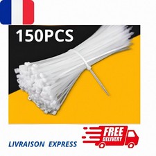 Lot de 150 Attaches-câbles en Nylon  Blanc/Transparent de 0.25larg X25CM long.