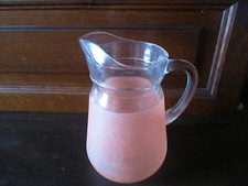 OLD ART DECO GRANITE PITCHER SANDBLASTED WHITE & ORANGE SUPERB ......