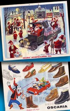 Beau Ancien Calendrier De L'Avent 1964 Disney Donald Duck Nikolaus Santa Goofy