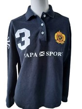 Scapa Sports Womens Blue 100% Cotton Polo Shirt Long Sleeve Size XXL