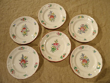 6 assiettes à dessert faïence Lunéville KG modèle réverbère décor floral