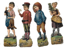 antique chocolate pub chromos characters H. 11.5 cms Victorian scrap
