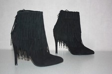ZARA Basic Bottines Daim à Franges Doublure cuir  36 TTBE