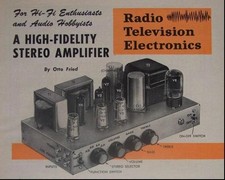 Stereo Amplifier 20 watt Tube powered 1958 How-To build PLANS