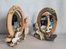 2 Vintage Blue Pink Fairy Unicorn Unicorn Fairy Figurine Statue Decorative Mirror