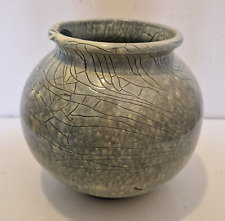 Art déco / Bauhaus - Vase pansu émail craquelé - à identifier - H. 20 x D. 22 cm