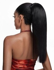 Postiche Naturelle Queue De Cheval Noir Extension Femme Humains A Clip 45cm