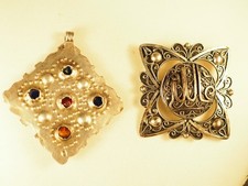 LOT 2 BROCHE PENDENTIF ANCIEN ARGENT MASSIF BERBERE ANTIQUE ETHNIC SILVER PENDAN