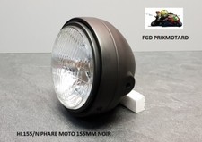 PHARE MOTO UNIVERSEL ROND 155MM NOIR 