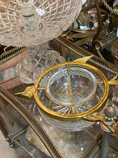 1970′ Nécessaire A Caviar Bronze Doré Et Cristal Avec Motif Esturgeon