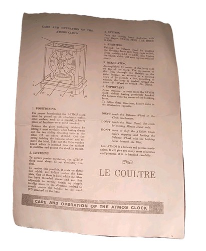 Lecoultre atmos care and - lecoultre,