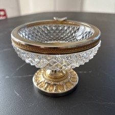 ANTIQUE CUT CRYSTAL AND GILDED BRONZE ASHTRAY